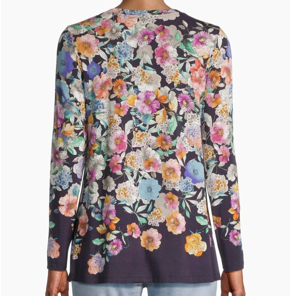 Johnny Was Fall Dance Favorite Long Sleeve Crewneck Swing Tee Top Multi L - Picture 5 of 15